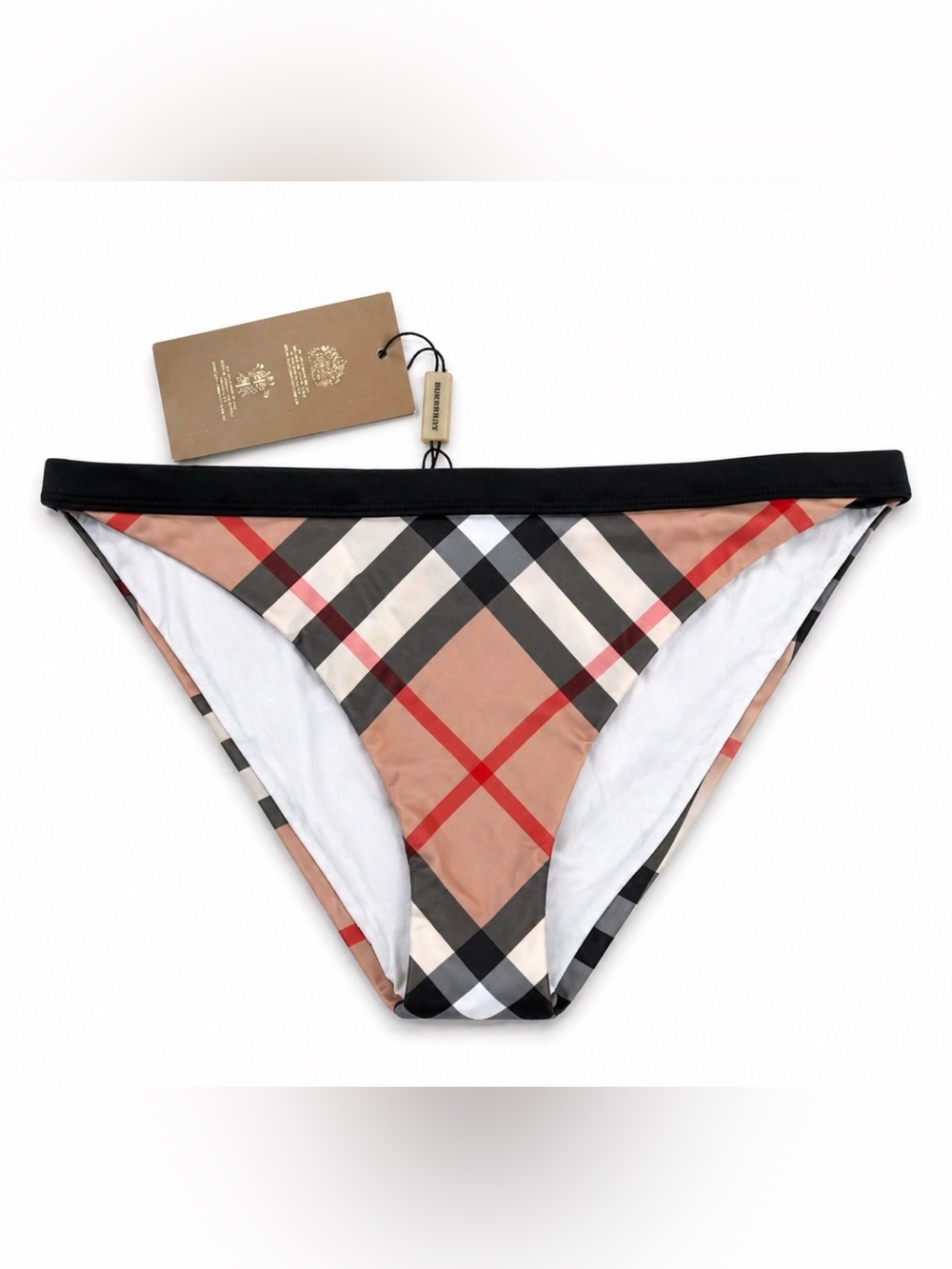 Burberry Bikini Bottom NWT XL Nova Check Swim Beige Plaid Luxury Italy